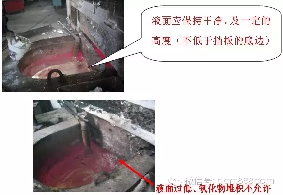 坩堝中鋁液表面上的氧化物、酸化物應隨時除去